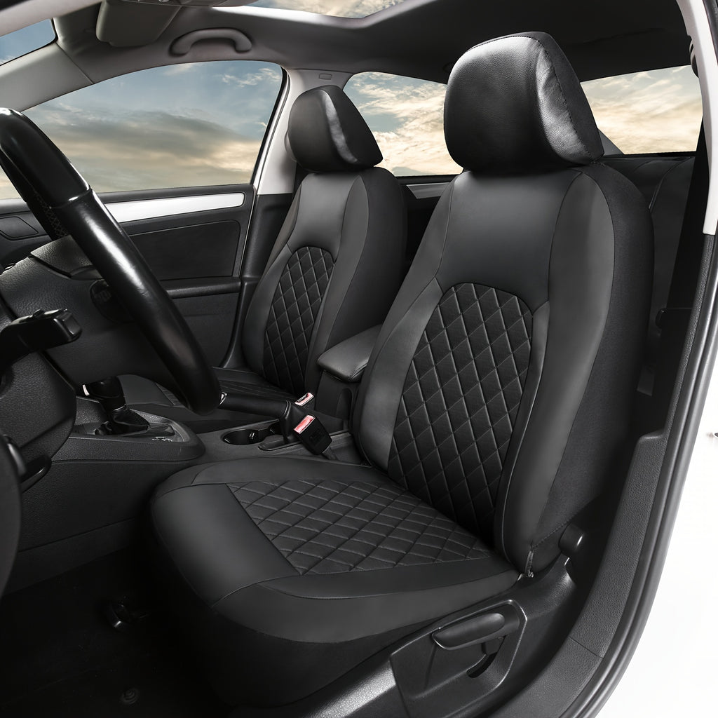 Universal Faux Leather Car Seat Covers Full Set Car Seat Covers Full Set Front Seats and Rear Bench, Universal Fit 5 Seat Covers for SUV, Automotive Truck, Scratch Proof
