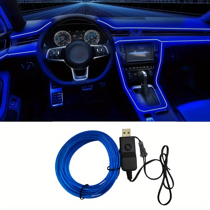 Flexible 200cm/79inch LED Strip Automobile Atmosphere Lamp - Car Interior Lighting Decoration Garland Wire Rope Tube Line Neon Light USB Drive