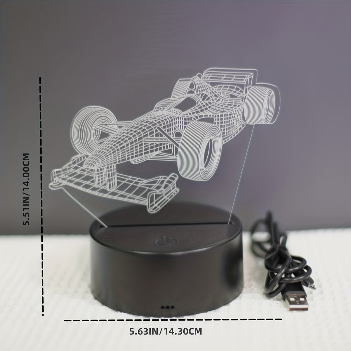1pc Plug-in Touch Seven-color Racing Car 3D Night Light, Creative Desktop, Bedroom Atmosphere Decoration Light, Gift Table Lamp
