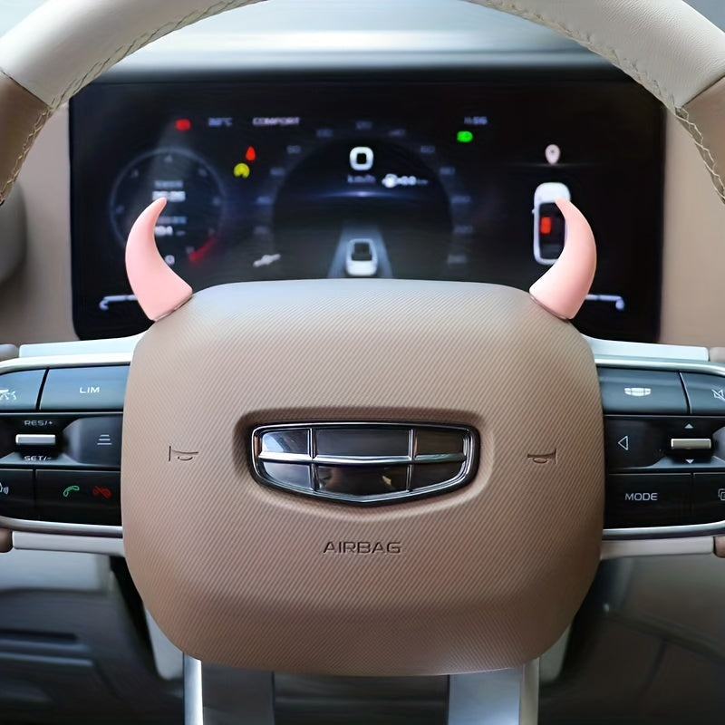 2pcs Mini Devil Horn Car Steering Wheel Decals - Cute & Creative Dashboard Accessories for Vehicle Air Vent