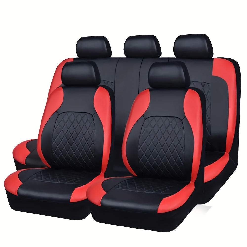Universal Faux Leather Car Seat Covers Full Set Car Seat Covers Full Set Front Seats and Rear Bench, Universal Fit 5 Seat Covers for SUV, Automotive Truck, Scratch Proof