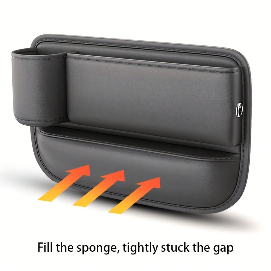 1 count Multifunction Car Seat Gap Storage Bag For Car Seat Gap Filler With Phone Cup Holder PU Leather Car Seat Slot Organizer Box Leak-proof Storage Bags for Phones Glasses Keys Cards