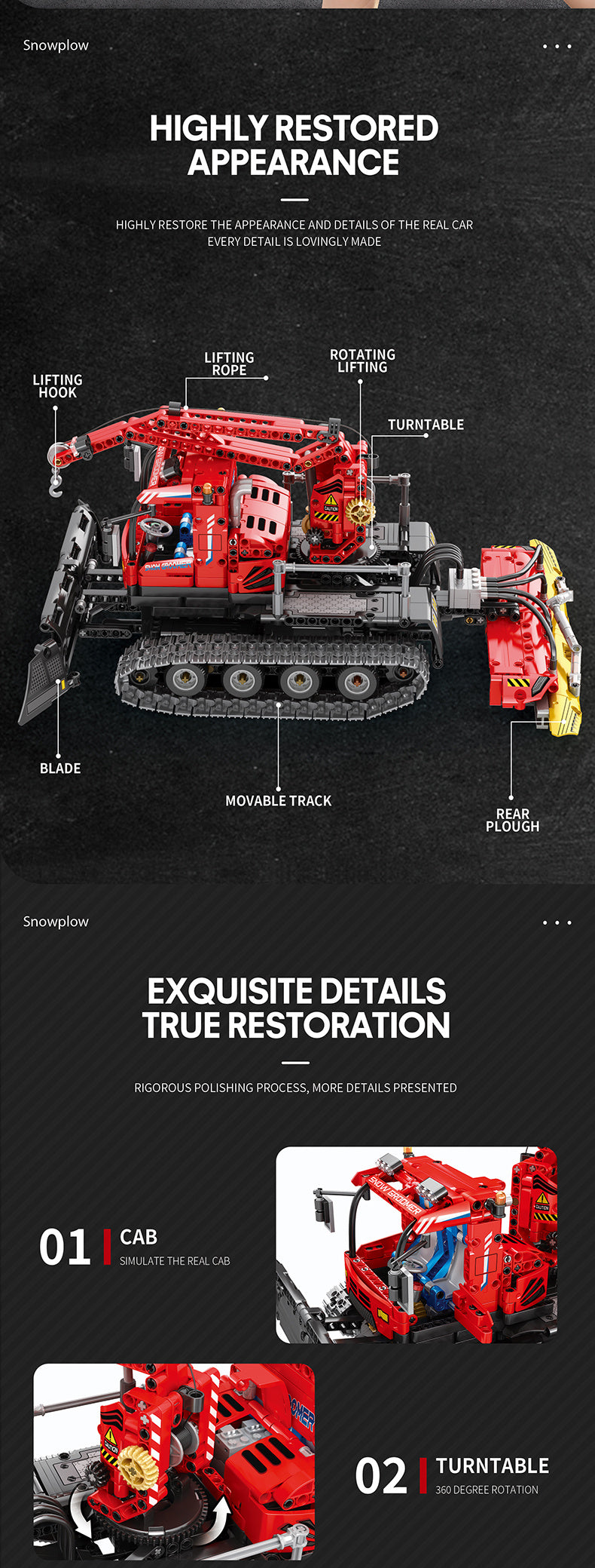 1100pcs Vehicle Blocks Left And Right Track Independent Control, Simulated Engine Ideal Holiday Gifts Electric Toy Car Accessories Collection