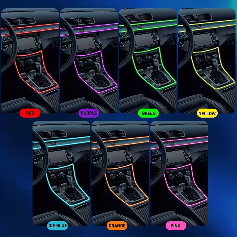 Flexible 200cm/79inch LED Strip Automobile Atmosphere Lamp - Car Interior Lighting Decoration Garland Wire Rope Tube Line Neon Light USB Drive