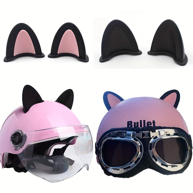 Cat's Ears Helmet Decoration, Motorcycle Electric Bicycle Cute Car Decoration Sticker