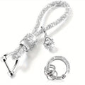 1pc Crystal Bling Car Keychain For Women, Glitter Rhinestone Keychain Ring Strap Keychain Accessories Car Key Decorations, Ideal Choice For Gifts