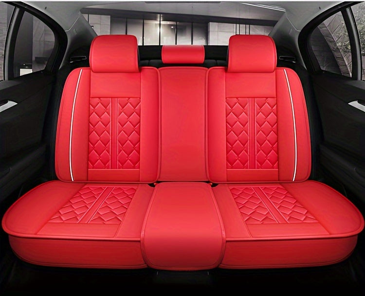 Five Seats Full Coverage Car Seat Covers Set - Premium Three-Dimensional PU Leather, Universal Fit for SUV Off-Road Vehicles, Adjustable and Durable, Winter High-End Design for Ultimate Comfort and Protection