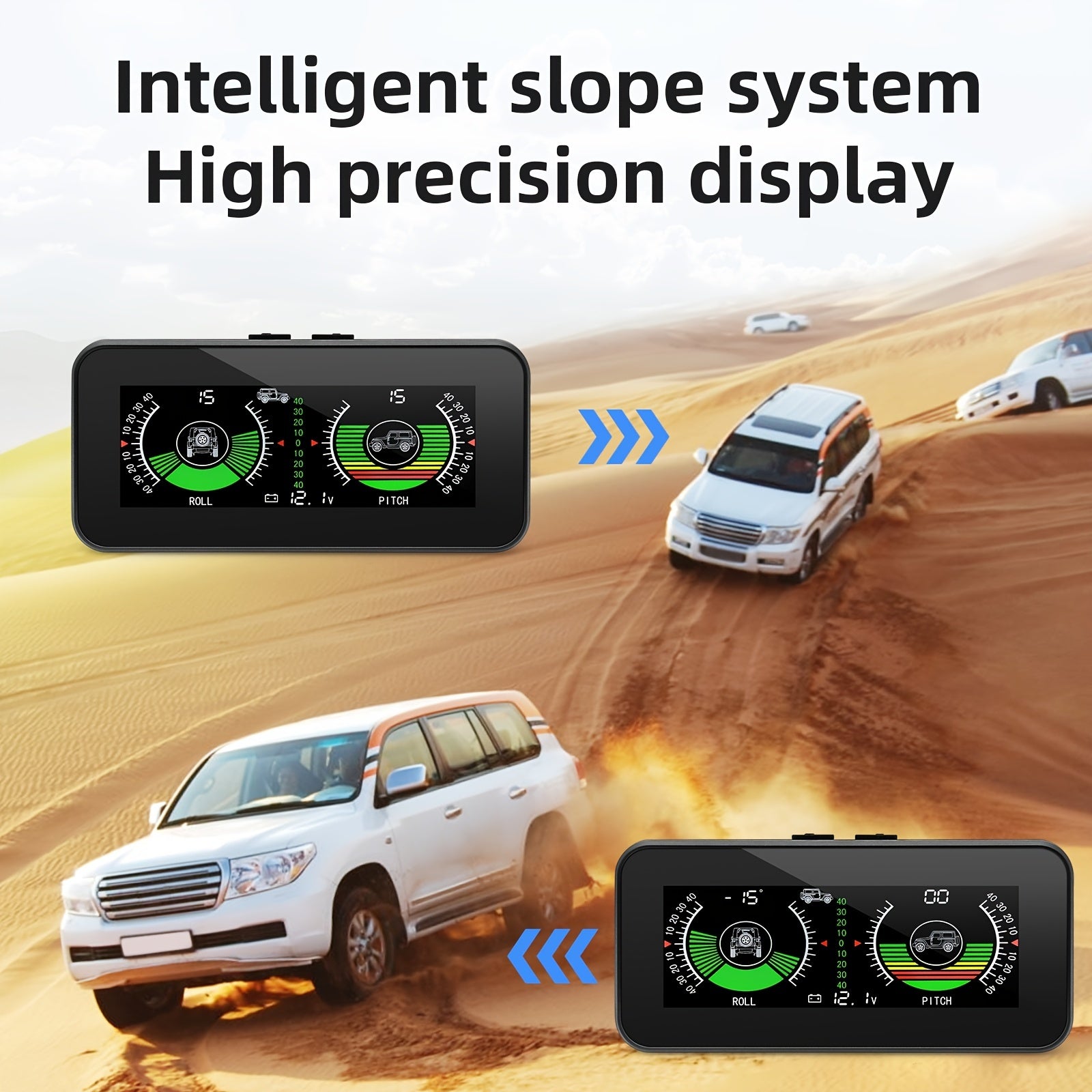 Advanced Car Digital Inclinometer HUD - High-Definition Angle & Slope Detector with Real-Time Voltage Monitoring - Perfect for Off-Road SUVs and All 12/24V Vehicles, Versatile & Robust