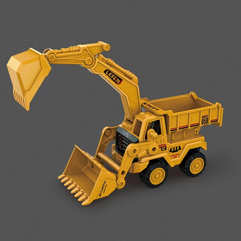 High Quality Three In One Inertia Engineering Vehicle Simulation - Multifunctional Excavator, Bulldozer, Tipper Truck Toy - Back to School New Semester Birthday Gift