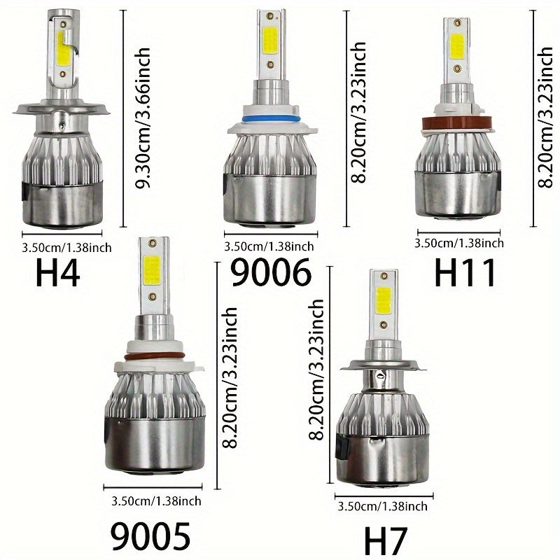 Upgrade Your Car with 2pcs C6 LED Headlights - H7, H4, 9005, 9006, H8, H9, H11 - 6000K & 8000K Fog Lamp