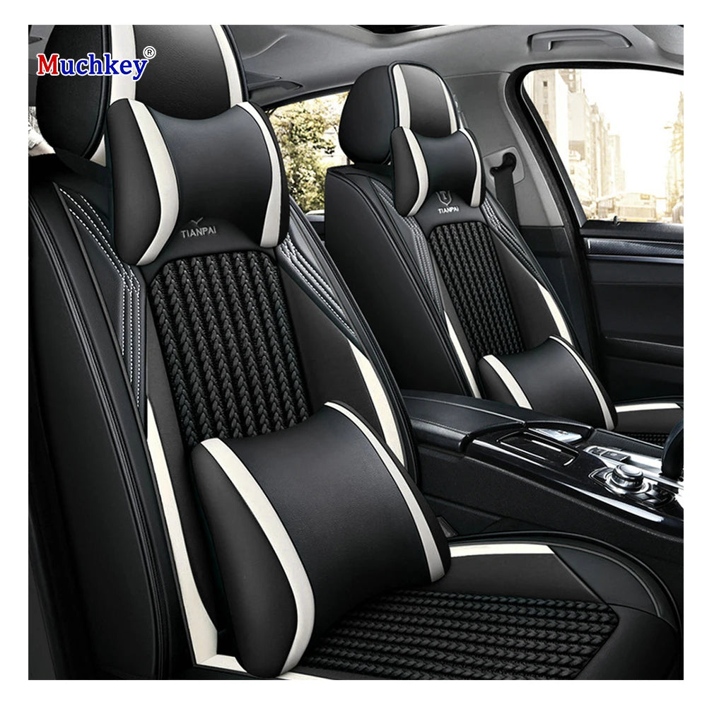Muchkey Ice Silk Car Seats Covers Full Set Luxury Seat Cover Car Interior Accessories Decoration Universal Sport Seat Cushion
