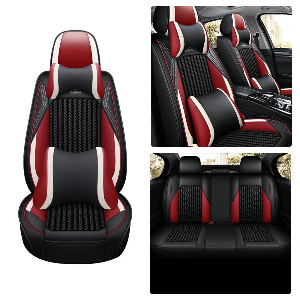Muchkey Ice Silk Car Seats Covers Full Set Luxury Seat Cover Car Interior Accessories Decoration Universal Sport Seat Cushion