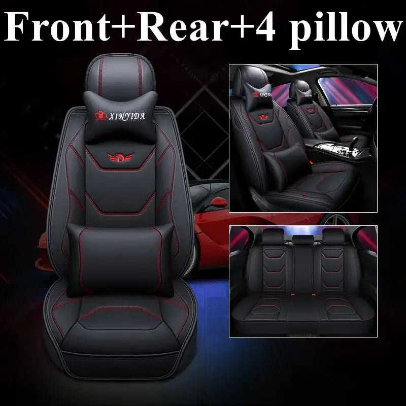 5D 9D Waterproof Leather Car Seat Cover Car Interior Accessories Full Set Universal Luxury Seat Cushions 13 Pcs for Cars