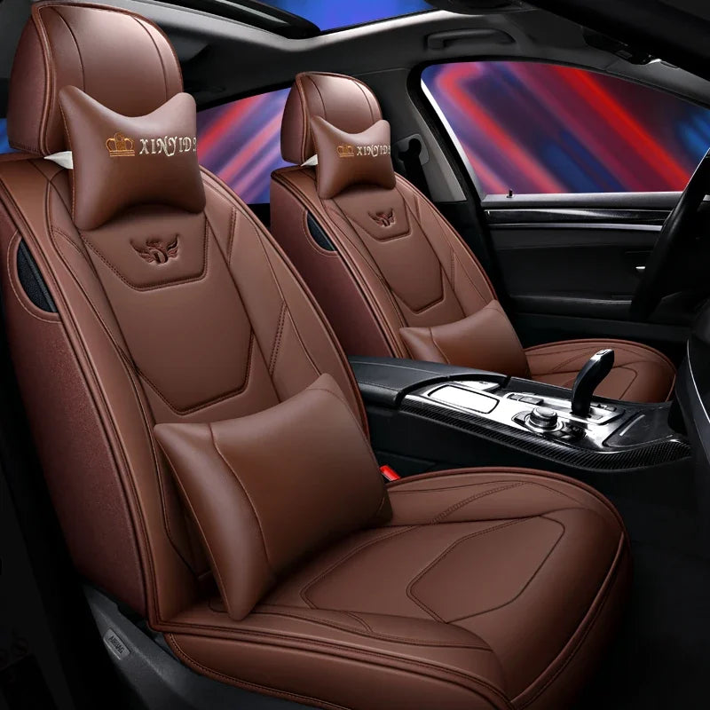 5D 9D Waterproof Leather Car Seat Cover Car Interior Accessories Full Set Universal Luxury Seat Cushions 13 Pcs for Cars