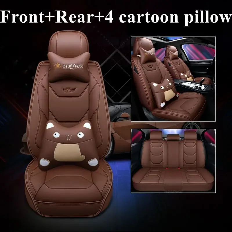 5D 9D Waterproof Leather Car Seat Cover Car Interior Accessories Full Set Universal Luxury Seat Cushions 13 Pcs for Cars