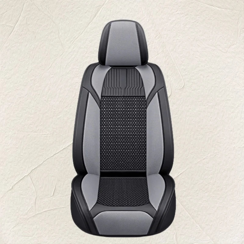 New All-wrapped Leather Ice Silk Four Seasons Universal Motors Cushion Breathable Five-seat Seat Cover Car Interior