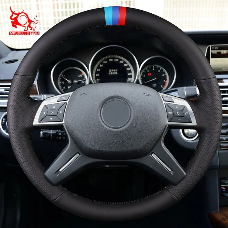 G65 AMG GL-Class G550 C-Class Luxury Leather Steering Wheel Cover Car Accessories Bling Interior Protection