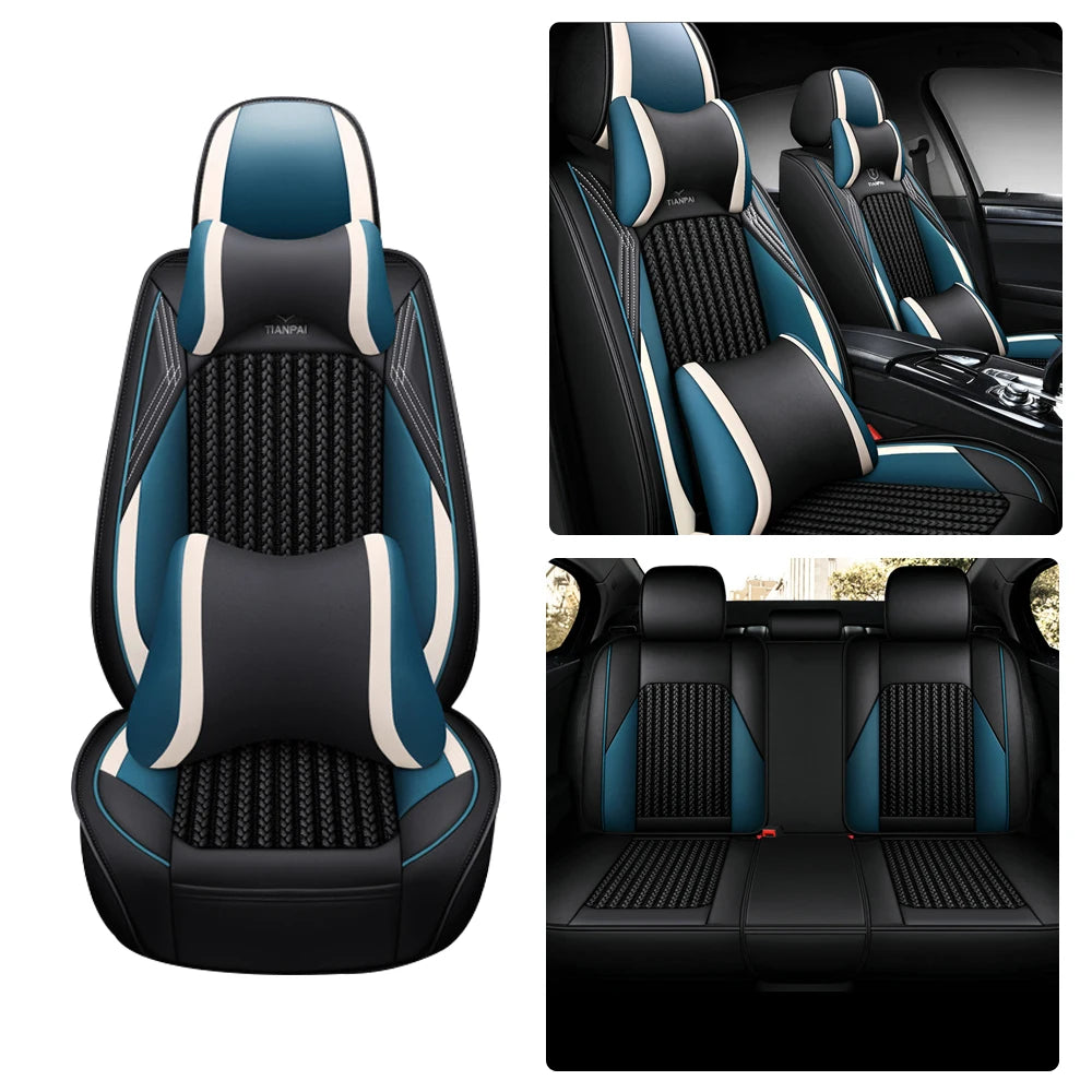 Muchkey Ice Silk Car Seats Covers Full Set Luxury Seat Cover Car Interior Accessories Decoration Universal Sport Seat Cushion