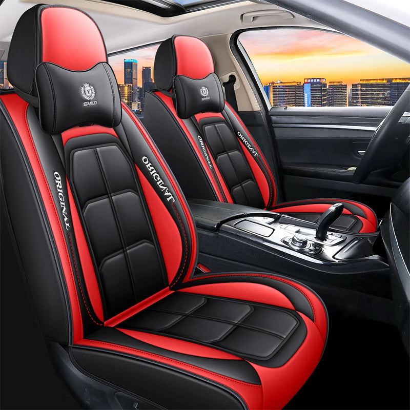 Customized Luxury PU Leather Seat Cover Car Factory Directly Sales 5pcs Car Seat Cover
