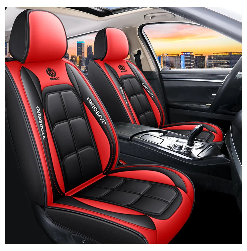 Customized Luxury PU Leather Seat Cover Car Factory Directly Sales 5pcs Car Seat Cover
