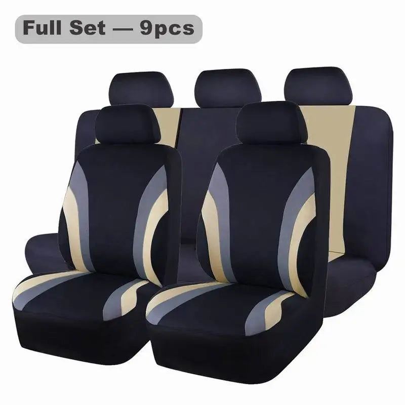 Universal Polyester Car Seat Cover 9-piece Full Set Breathable Fit for Car Seats Covers
