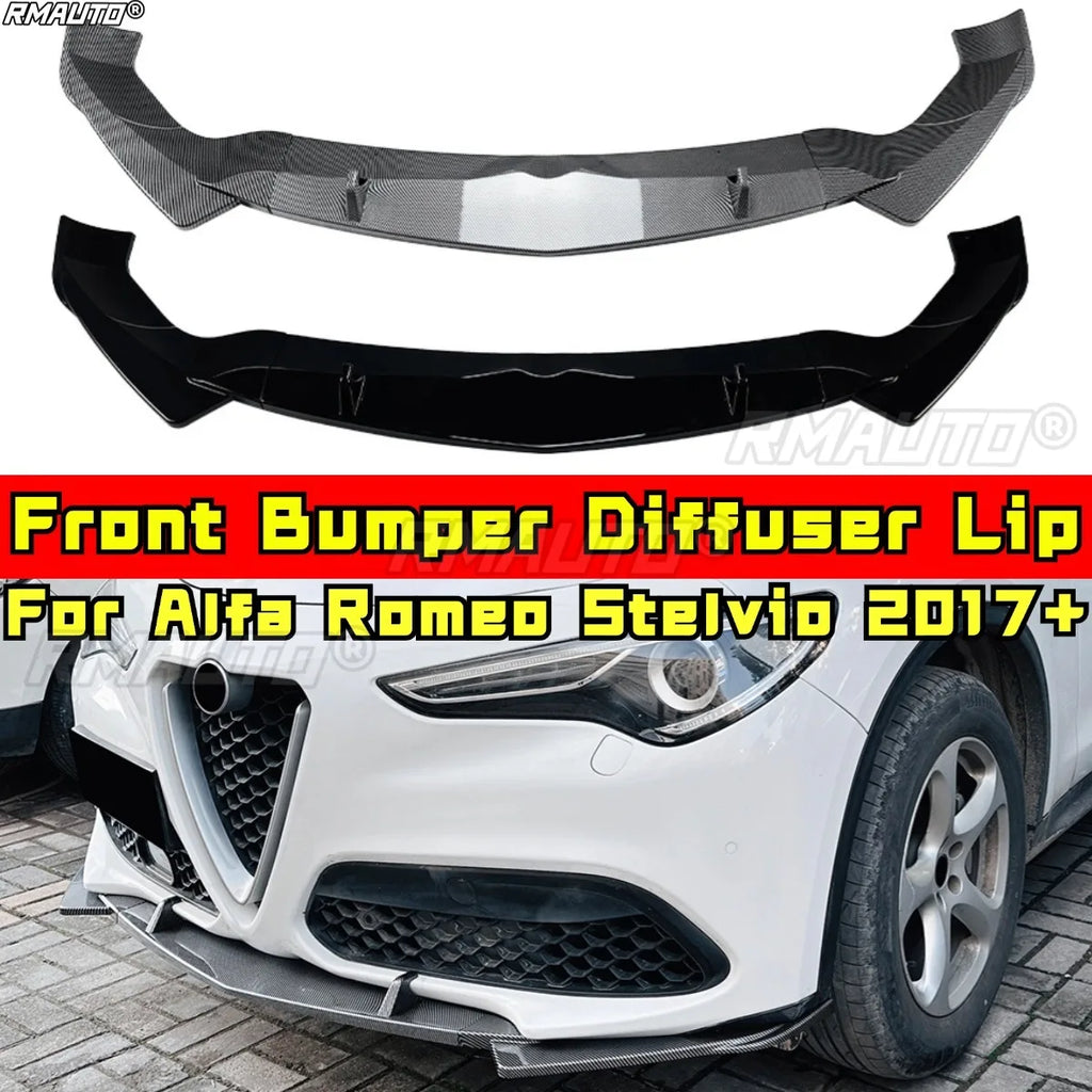 For Alfa Romeo Stelvio 2017+ Body Kit Front Bumper Spoiler Front Bumper Diffuser Protector Lip Cover Car Accessories