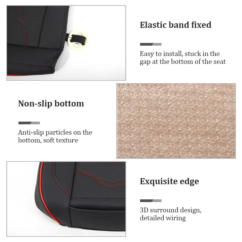 SEAMETAL Luxury Car Seat Cover PU Leather Seat Cushion Covers Universal Auto Interior Seats Protection Pad Mat Four Seasons