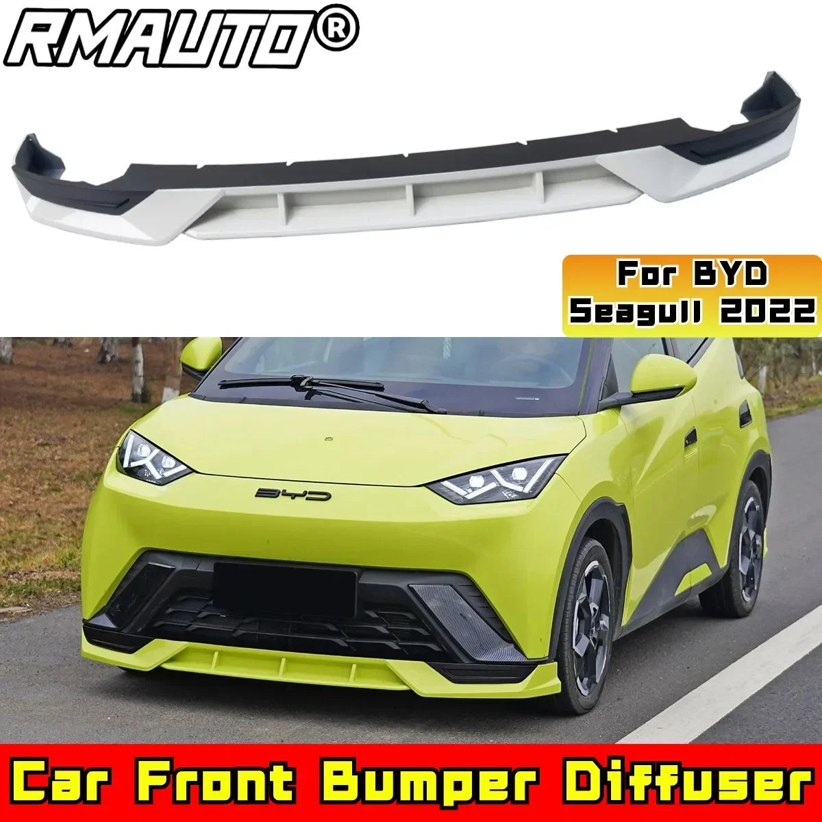 For BYD Seagull 2022 Body Kit Front Bumper Spoiler Glossy Black-Green DC Style Bumper Guard Cover Car Accessories