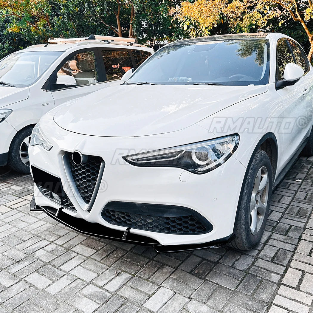 For Alfa Romeo Stelvio 2017+ Body Kit Front Bumper Spoiler Front Bumper Diffuser Protector Lip Cover Car Accessories
