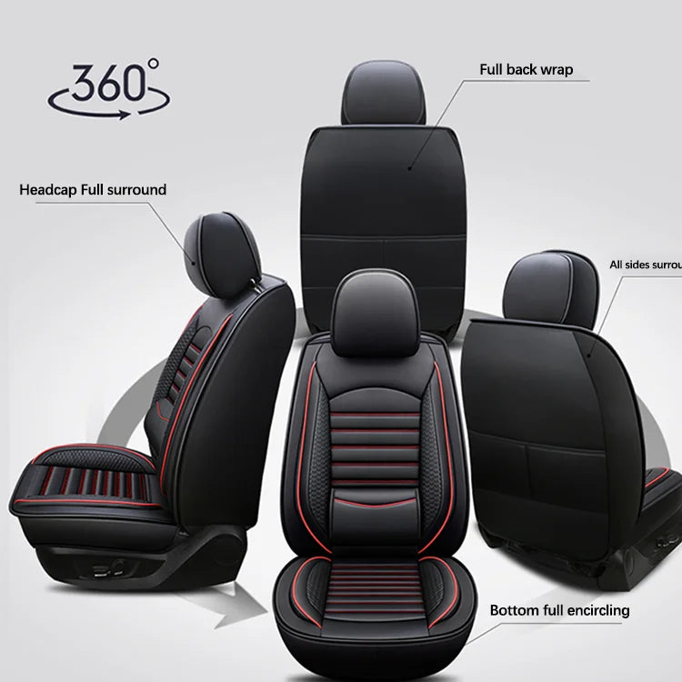 Xiangta 5pcs Suv Car Seat Covers Full Set with Waterproof Leather Compatible Automotive Vehicle Cushion Cover Car Accessories