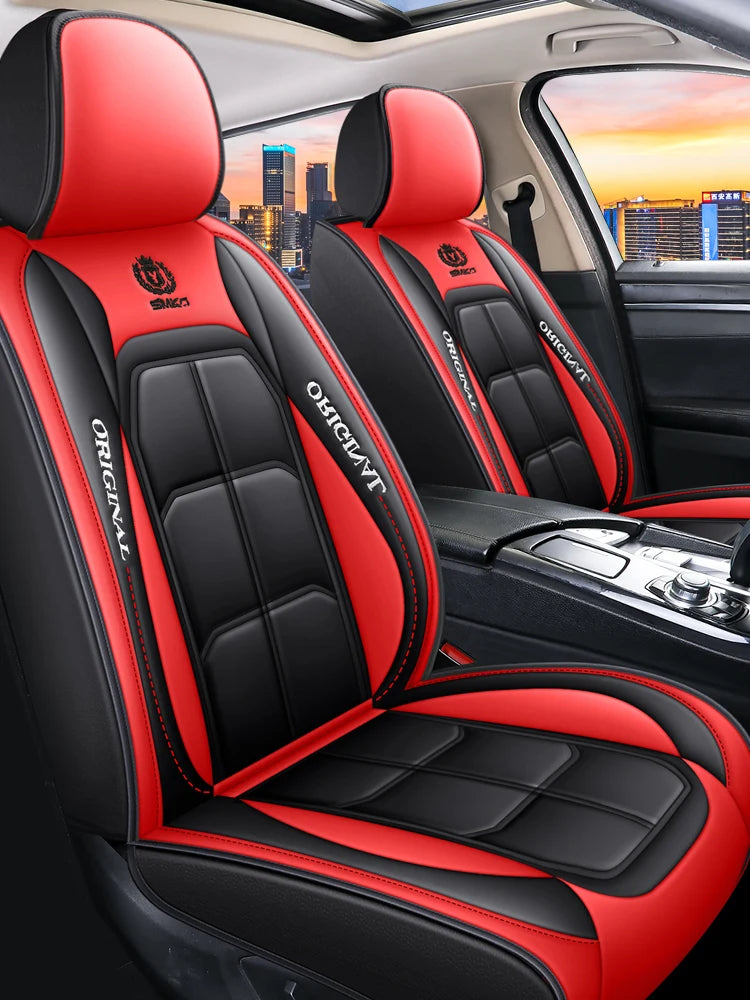 Customized Luxury PU Leather Seat Cover Car Factory Directly Sales 5pcs Car Seat Cover