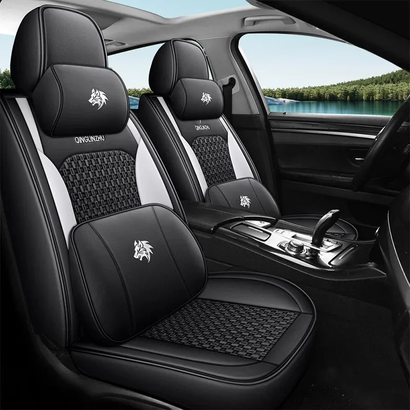 5D 9D Waterproof Leather Car Seat Cover Car Interior Accessories Full Set Universal Luxury Seat Cushions 13 Pcs for Cars