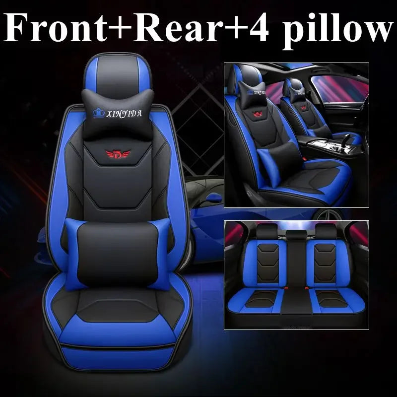 5D 9D Waterproof Leather Car Seat Cover Car Interior Accessories Full Set Universal Luxury Seat Cushions 13 Pcs for Cars