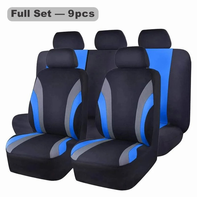 Universal Polyester Car Seat Cover 9-piece Full Set Breathable Fit for Car Seats Covers