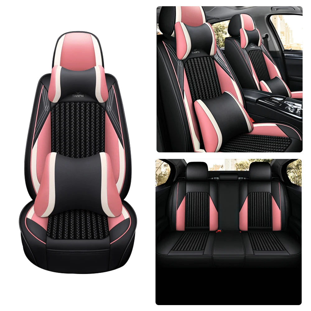Muchkey Ice Silk Car Seats Covers Full Set Luxury Seat Cover Car Interior Accessories Decoration Universal Sport Seat Cushion
