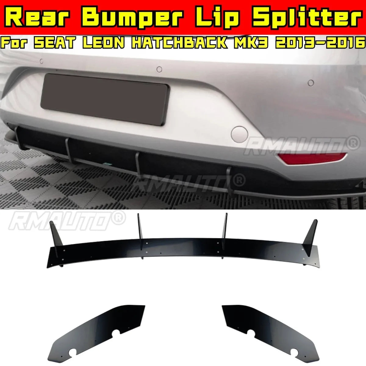 For SEAT LEON HATCHBACK MK3 2013-2016 Body Kit Rear Bumper Diffuser Rear Bumper Spoiler Lip Cover Car Accessories