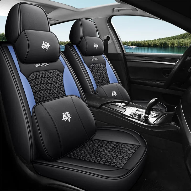 5D 9D Waterproof Leather Car Seat Cover Car Interior Accessories Full Set Universal Luxury Seat Cushions 13 Pcs for Cars