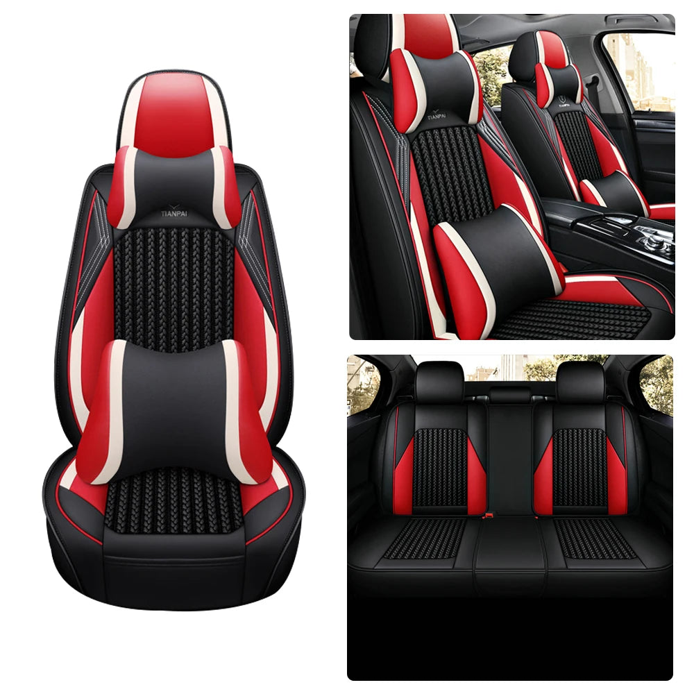 Muchkey Ice Silk Car Seats Covers Full Set Luxury Seat Cover Car Interior Accessories Decoration Universal Sport Seat Cushion