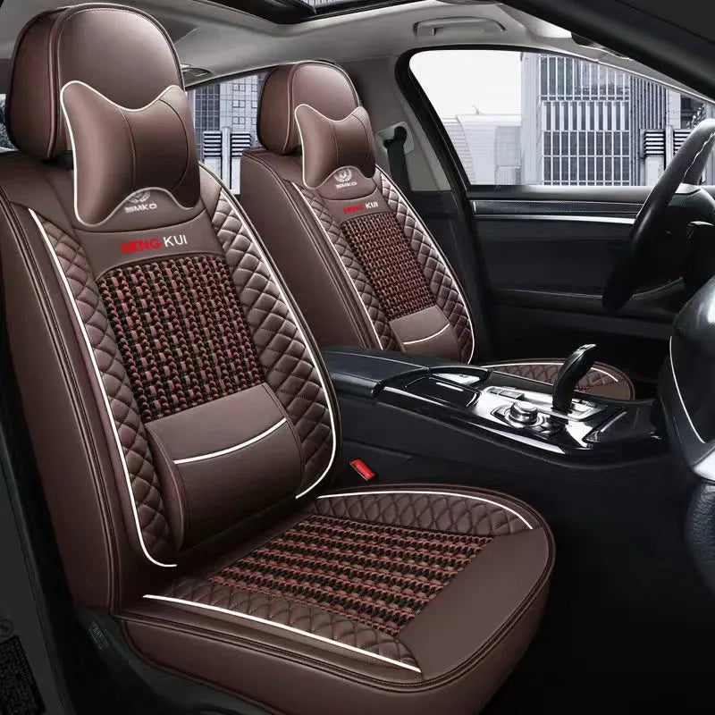 Full Set Universal PVC Leather Car Seat Cover With Car Seat Cushion Cover Car Seat