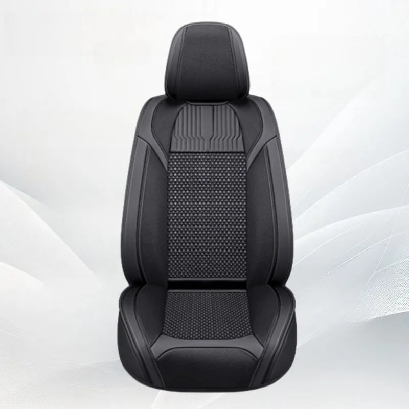 New All-wrapped Leather Ice Silk Four Seasons Universal Motors Cushion Breathable Five-seat Seat Cover Car Interior