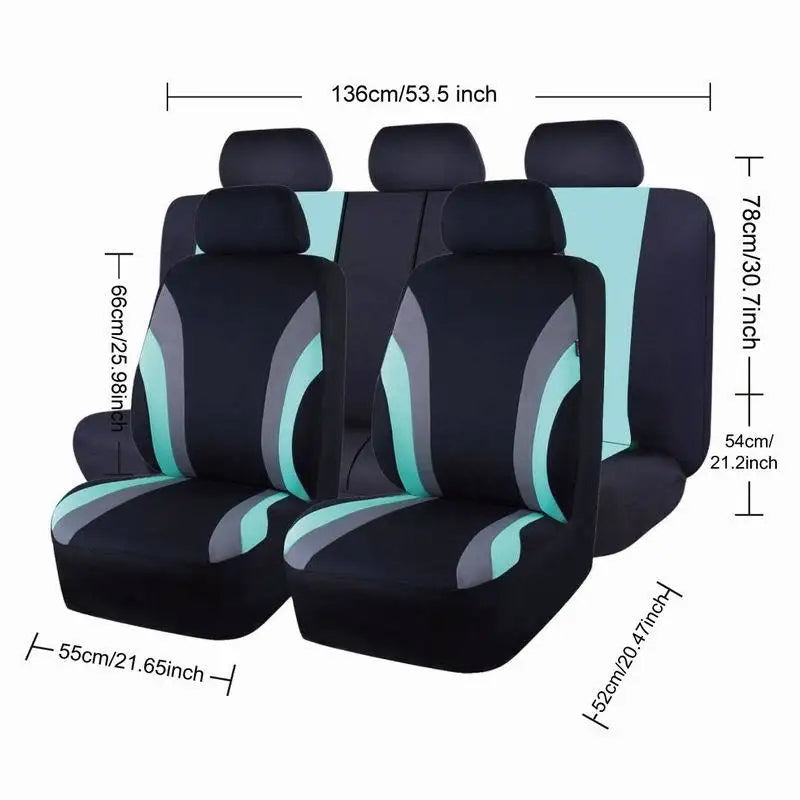 Universal Polyester Car Seat Cover 9-piece Full Set Breathable Fit for Car Seats Covers