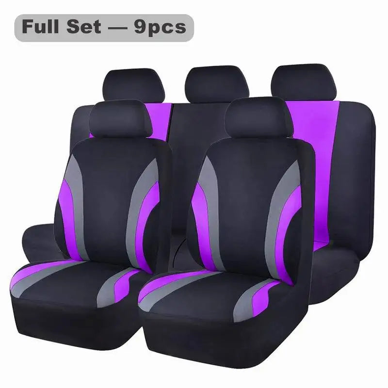 Universal Polyester Car Seat Cover 9-piece Full Set Breathable Fit for Car Seats Covers