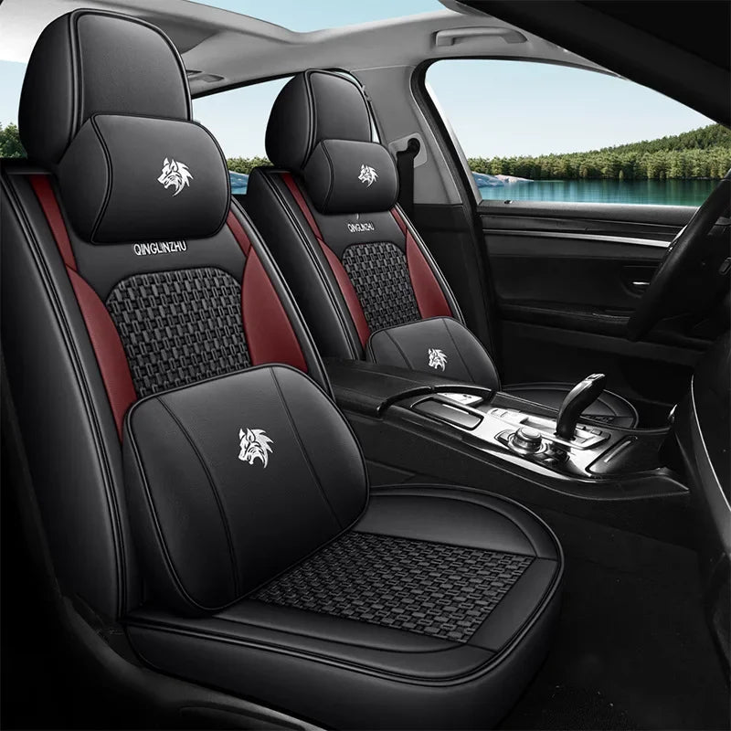 5D 9D Waterproof Leather Car Seat Cover Car Interior Accessories Full Set Universal Luxury Seat Cushions 13 Pcs for Cars