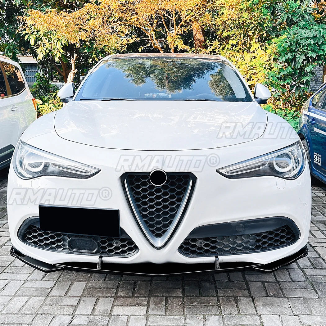 For Alfa Romeo Stelvio 2017+ Body Kit Front Bumper Spoiler Front Bumper Diffuser Protector Lip Cover Car Accessories
