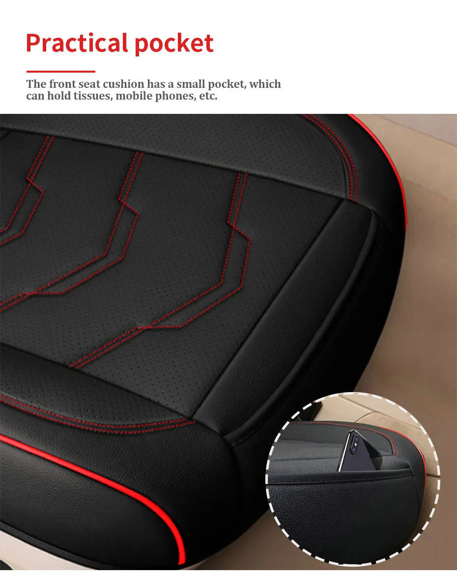 SEAMETAL Luxury Car Seat Cover PU Leather Seat Cushion Covers Universal Auto Interior Seats Protection Pad Mat Four Seasons
