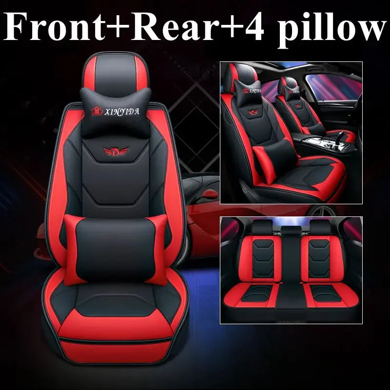 5D 9D Waterproof Leather Car Seat Cover Car Interior Accessories Full Set Universal Luxury Seat Cushions 13 Pcs for Cars