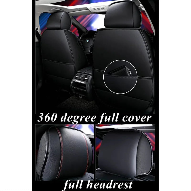 5D 9D Waterproof Leather Car Seat Cover Car Interior Accessories Full Set Universal Luxury Seat Cushions 13 Pcs for Cars