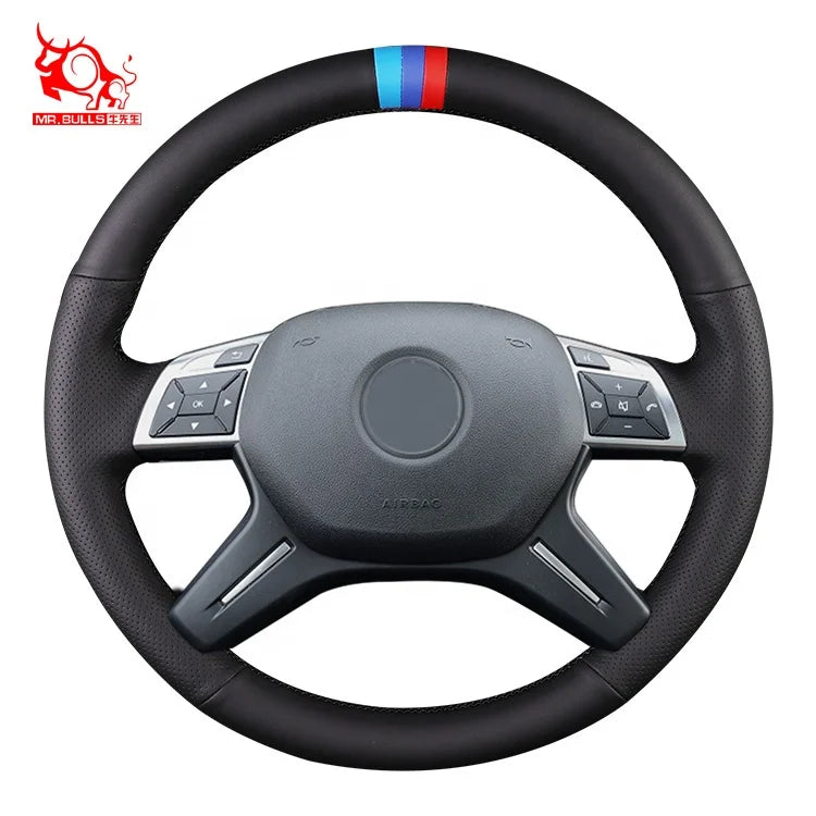 G65 AMG GL-Class G550 C-Class Luxury Leather Steering Wheel Cover Car Accessories Bling Interior Protection