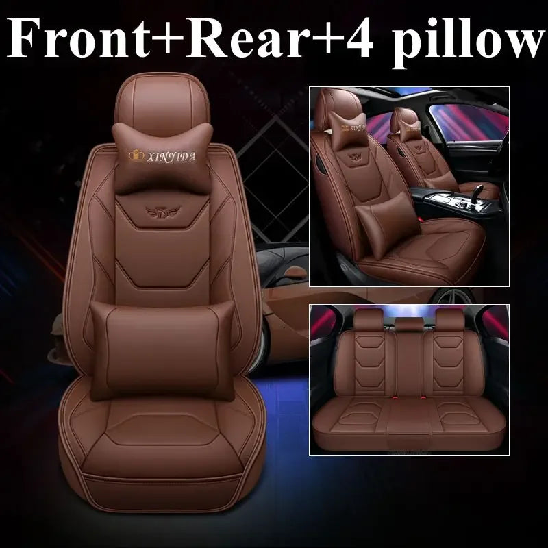 5D 9D Waterproof Leather Car Seat Cover Car Interior Accessories Full Set Universal Luxury Seat Cushions 13 Pcs for Cars
