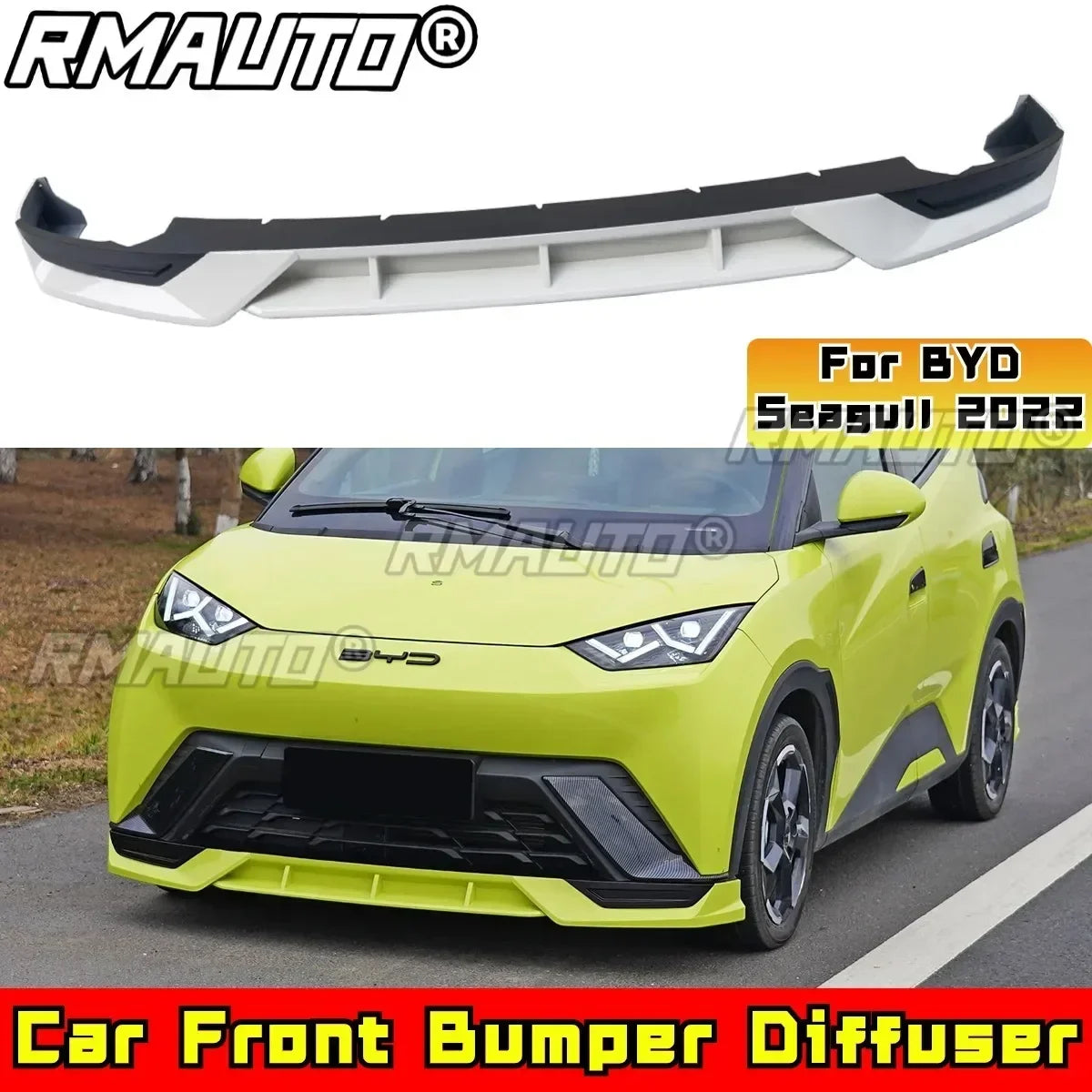 For BYD Seagull 2022 Body Kit Front Bumper Spoiler Glossy Black-Green DC Style Bumper Guard Cover Car Accessories